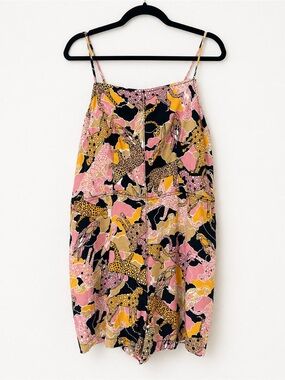 Maeve by Anthropologie Animal Print Tie-Back Linen Romper Size 20W
